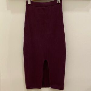 Free People Burgundy Pencil Skirt with Slit